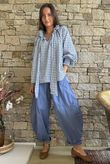 Nonni Gingham Poet Blouse Denim